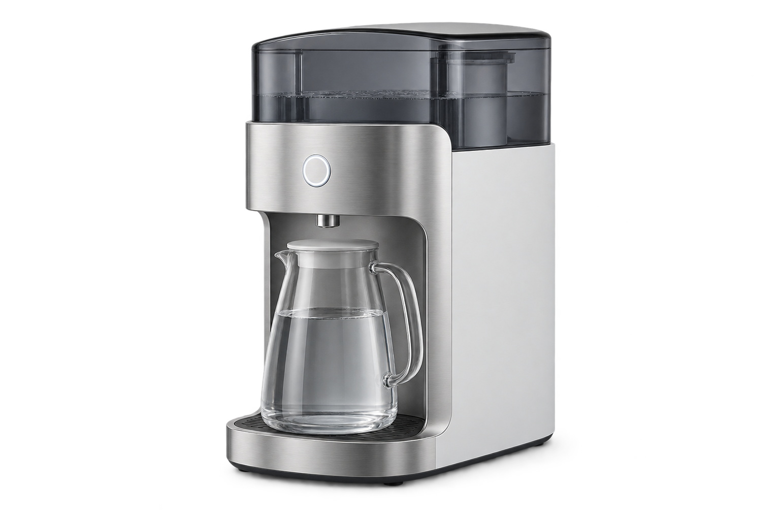 Countertop reverse-osmosis purifier with a glass carafe